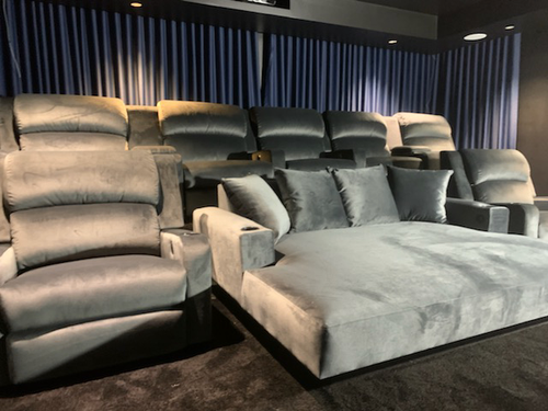 light grey daybed and recliners