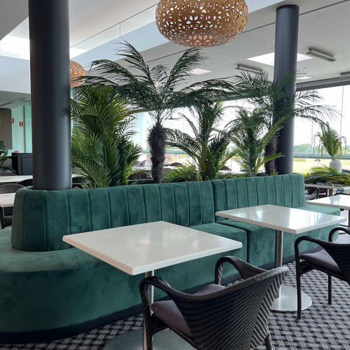 oval green banquette seating