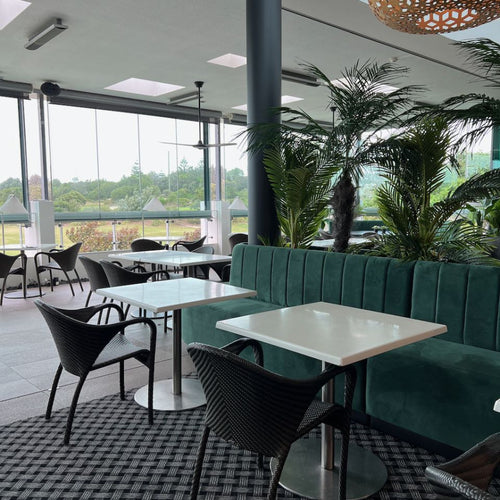 green oval banquette