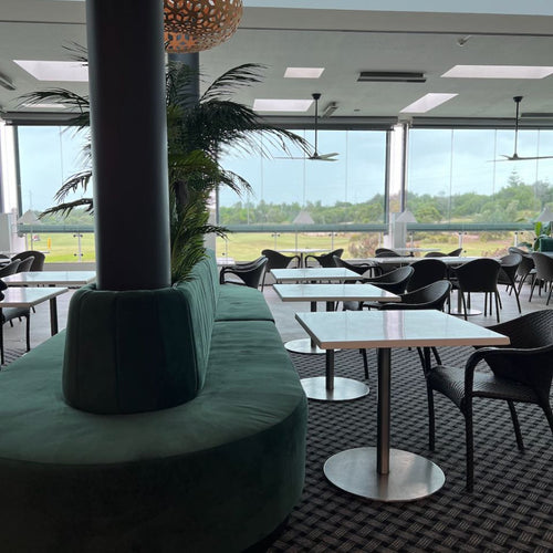 green oval banquette