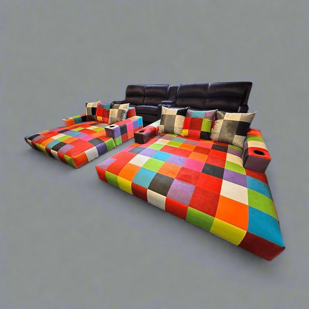 Dream coat daybed 2200mm x 1800mm Floating base - chequered - Leisure Lounges
