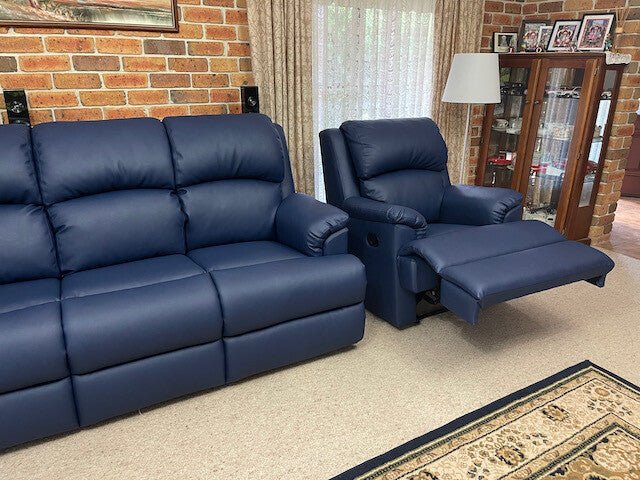 LIMA 3 SEATER + MANUAL RECLINER + MANUAL RECLINER IN LEATHER - Leisure Lounges