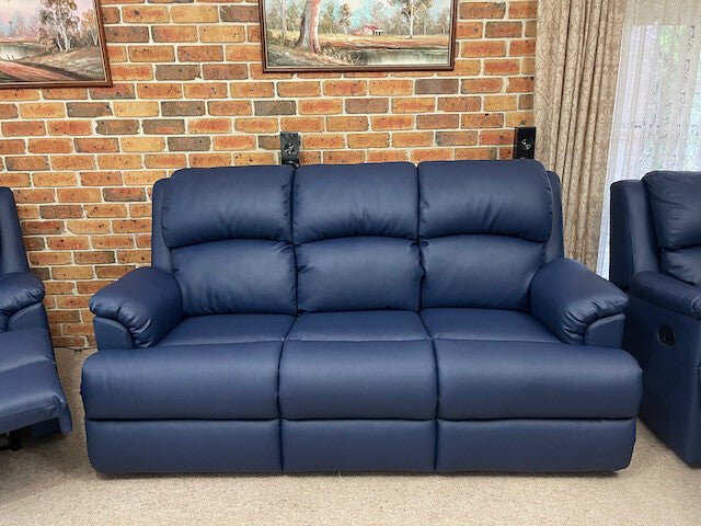 LIMA 3 SEATER + MANUAL RECLINER + MANUAL RECLINER IN LEATHER - Leisure Lounges