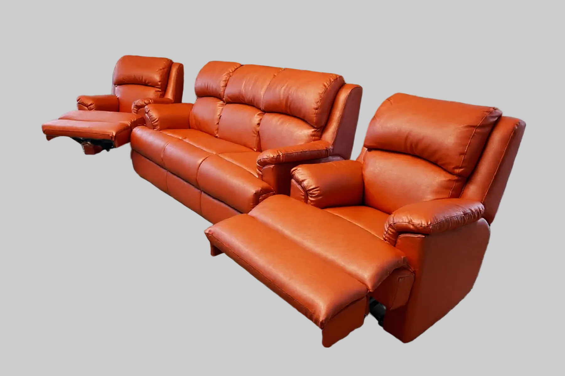 ORANGE leather recliner sofa set