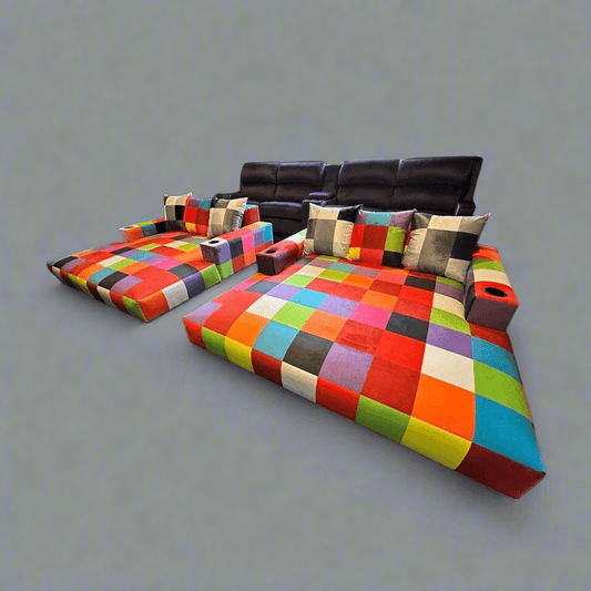 Dream coat daybed 2200mm x 1800mm Floating base - chequered - Leisure Lounges